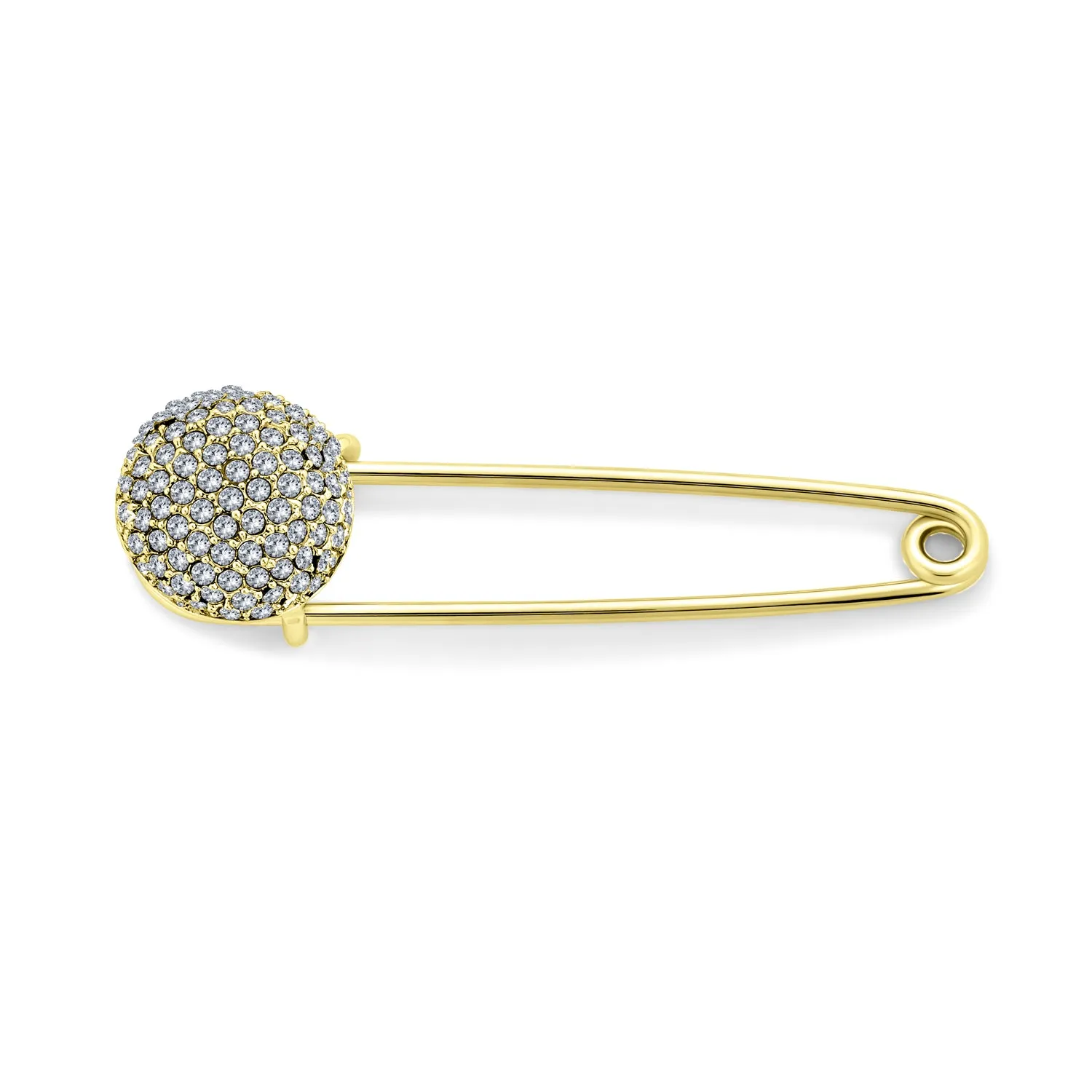 Crystal Large Holiday Ball Candy Cane Safety Brooch Pin