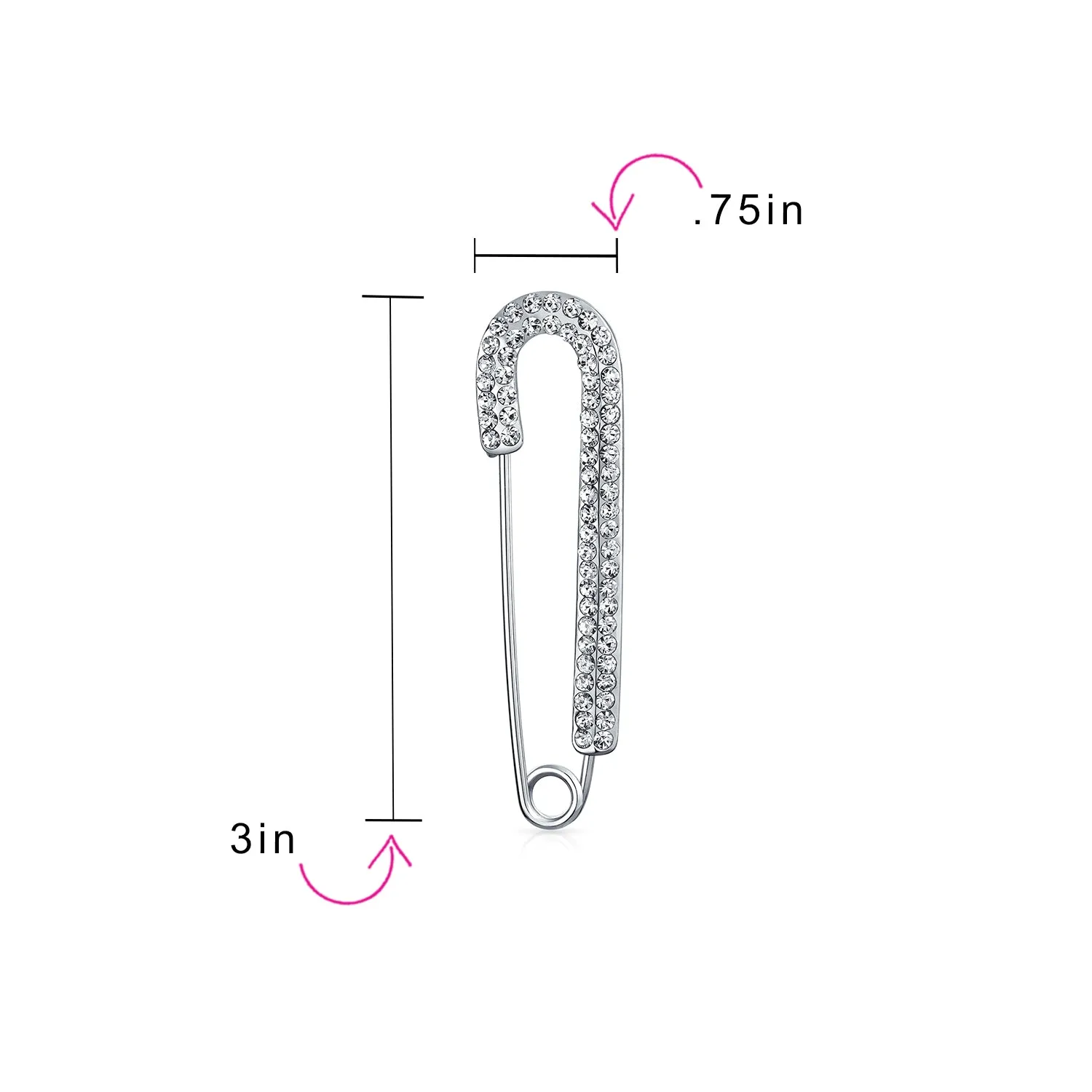 Crystal Large Holiday Ball Candy Cane Safety Brooch Pin