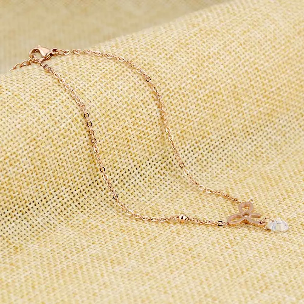 Crystal Sparkling Diamond-studded Bow Anklet Fashion Temperament Cute Birthday Gift