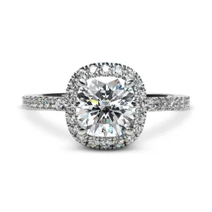 Cushion Shape Micro Pave Diamond Ring