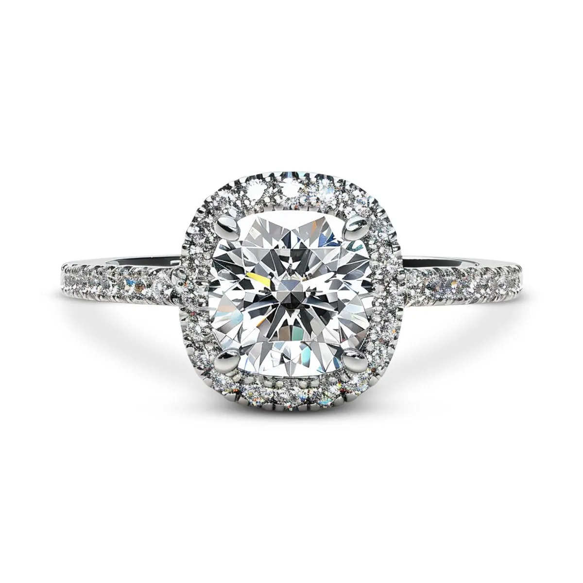 Cushion Shape Micro Pave Diamond Ring