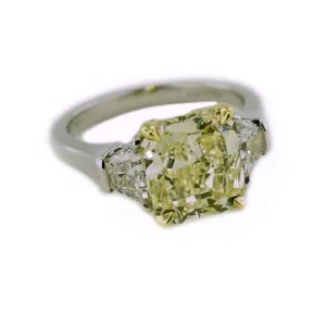 Custom | 3 Stone Statement Ring, Prongs, Platinum, 18k   Diamonds