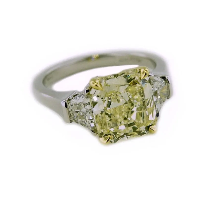 Custom | 3 Stone Statement Ring, Prongs, Platinum, 18k   Diamonds