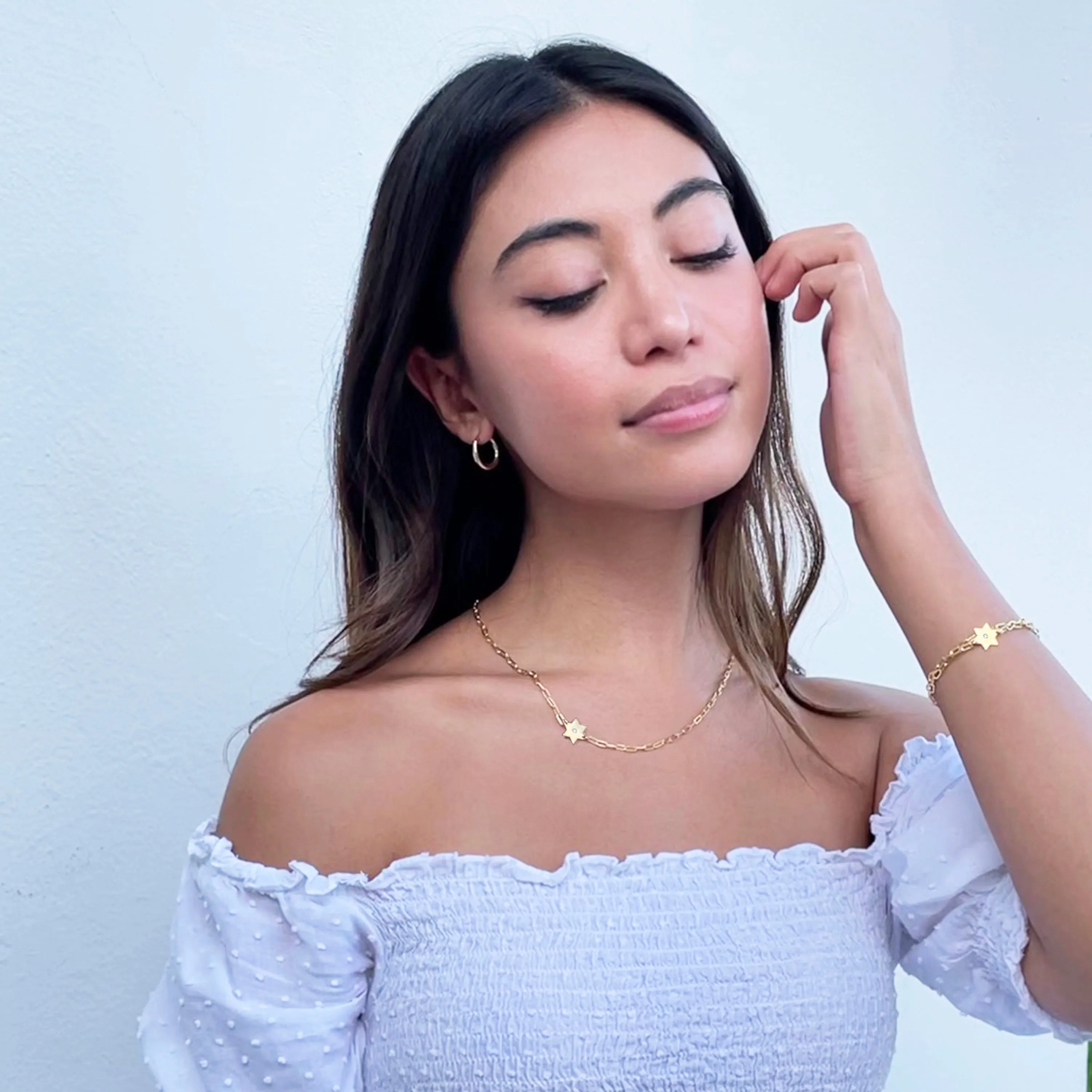 Dani Star of David Diamond Paperclip Bracelet | Anklet