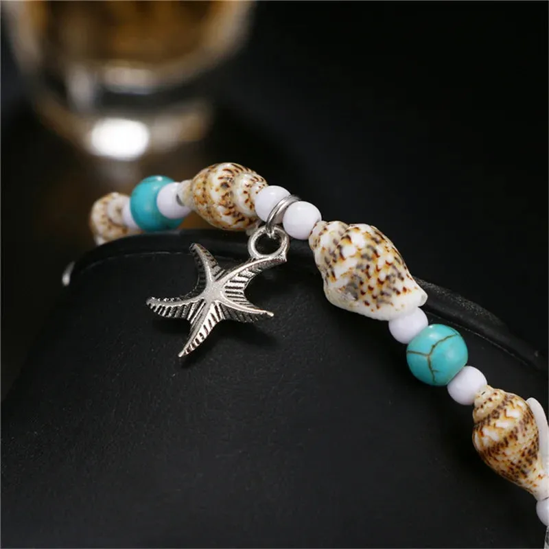 Enhance Your Beach Look with Handmade Shell Beads Starfish Anklets - Perfect Boho Jewellery for Summer Vibes!