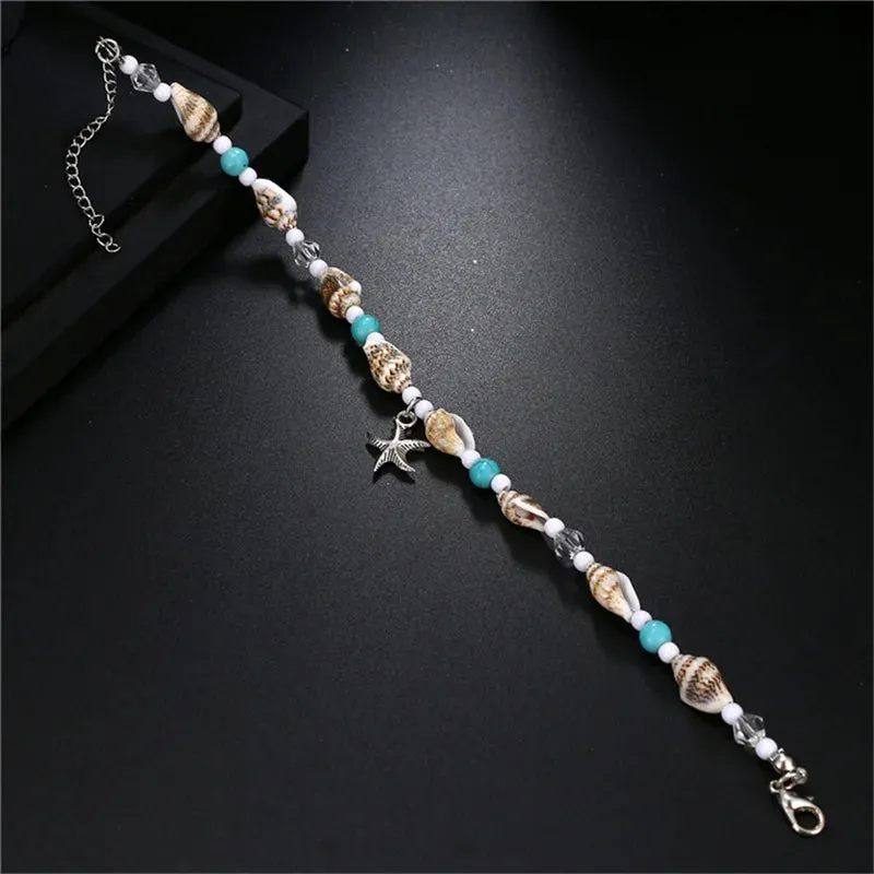 Enhance Your Beach Look with Handmade Shell Beads Starfish Anklets - Perfect Boho Jewellery for Summer Vibes!