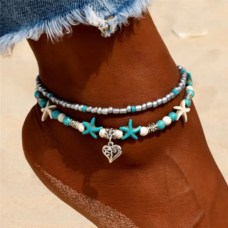Enhance Your Beach Look with Handmade Shell Beads Starfish Anklets - Perfect Boho Jewellery for Summer Vibes!