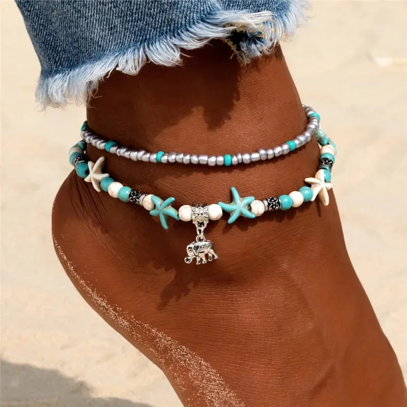 Enhance Your Beach Look with Handmade Shell Beads Starfish Anklets - Perfect Boho Jewellery for Summer Vibes!
