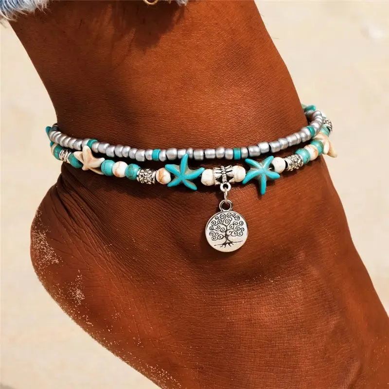 Enhance Your Beach Look with Handmade Shell Beads Starfish Anklets - Perfect Boho Jewellery for Summer Vibes!