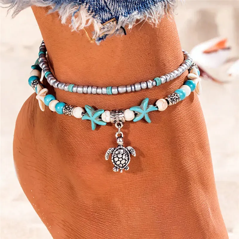 Enhance Your Beach Look with Handmade Shell Beads Starfish Anklets - Perfect Boho Jewellery for Summer Vibes!