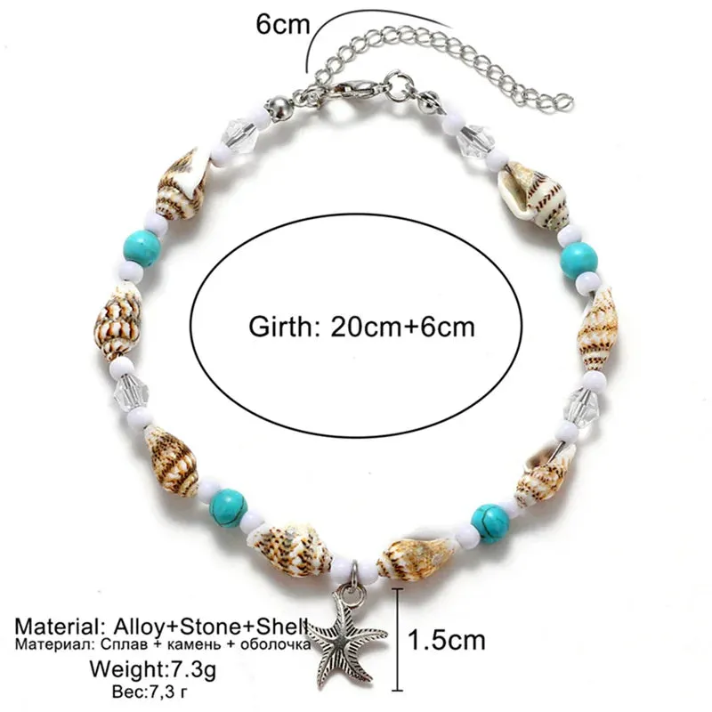 Enhance Your Beach Look with Handmade Shell Beads Starfish Anklets - Perfect Boho Jewellery for Summer Vibes!