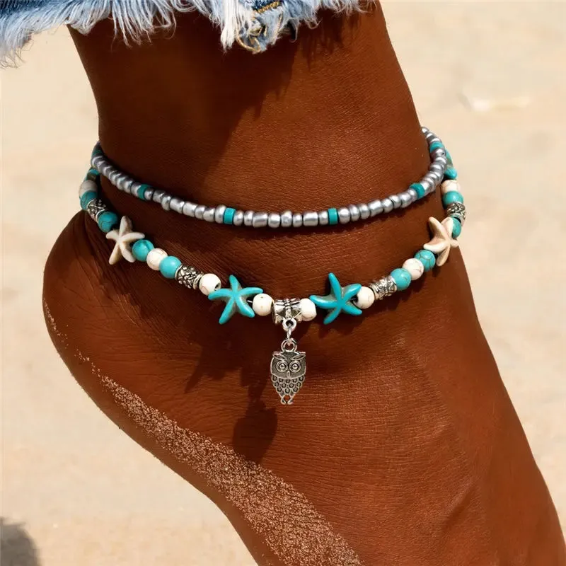 Enhance Your Beach Look with Handmade Shell Beads Starfish Anklets - Perfect Boho Jewellery for Summer Vibes!