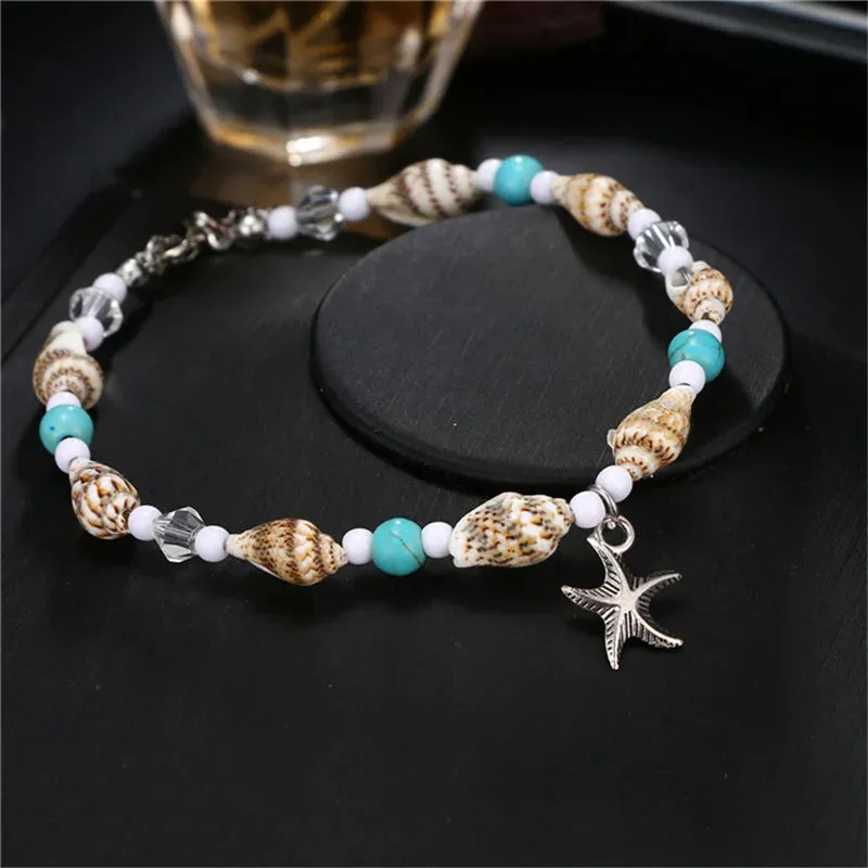 Enhance Your Beach Look with Handmade Shell Beads Starfish Anklets - Perfect Boho Jewellery for Summer Vibes!