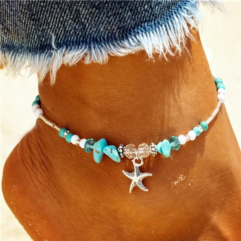 Enhance Your Beach Look with Handmade Shell Beads Starfish Anklets - Perfect Boho Jewellery for Summer Vibes!