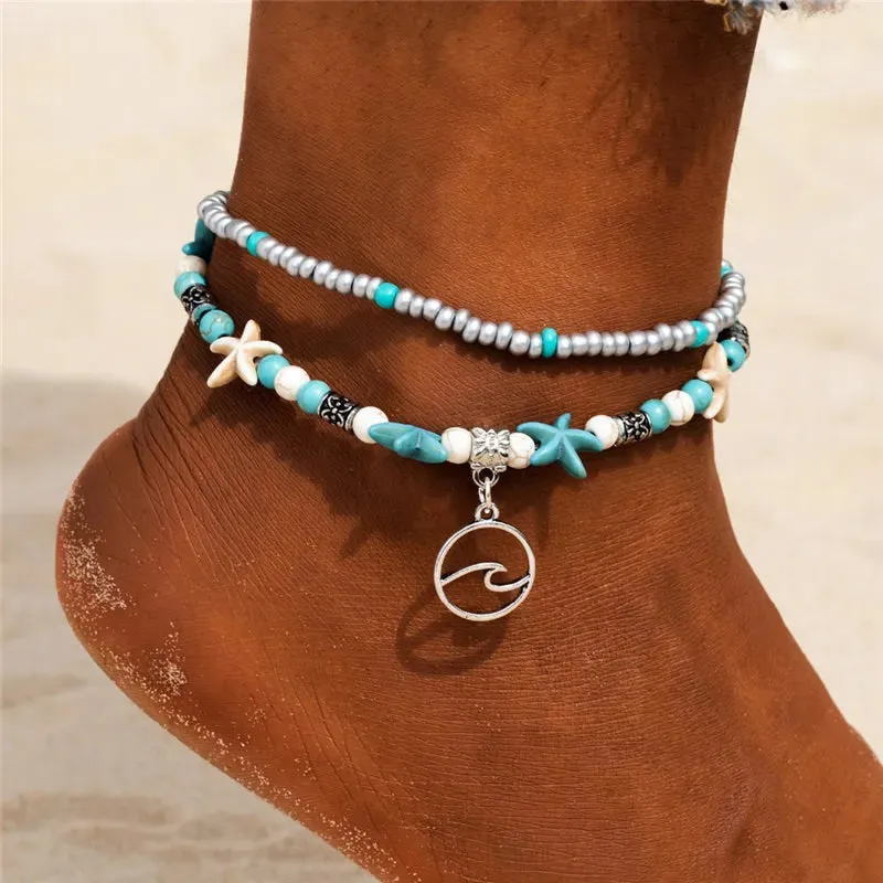 Enhance Your Beach Look with Handmade Shell Beads Starfish Anklets - Perfect Boho Jewellery for Summer Vibes!