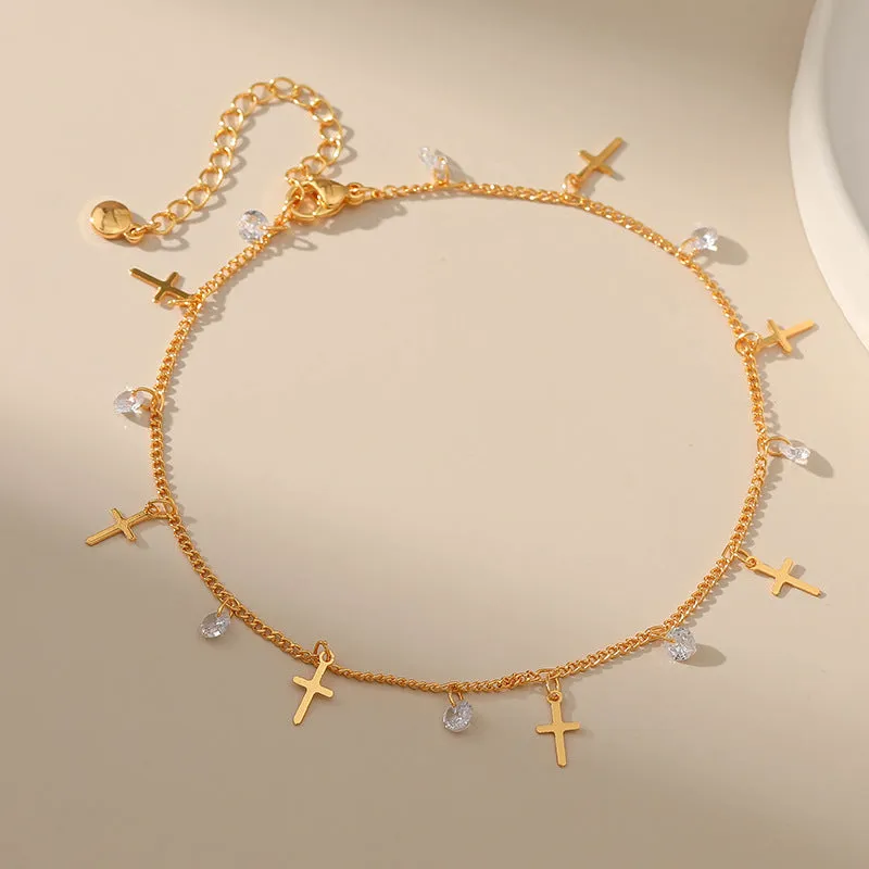 Fashion Green Zirconia Adjustable Ankle Strap Women's New Fashion Party Beach Ankle Chain