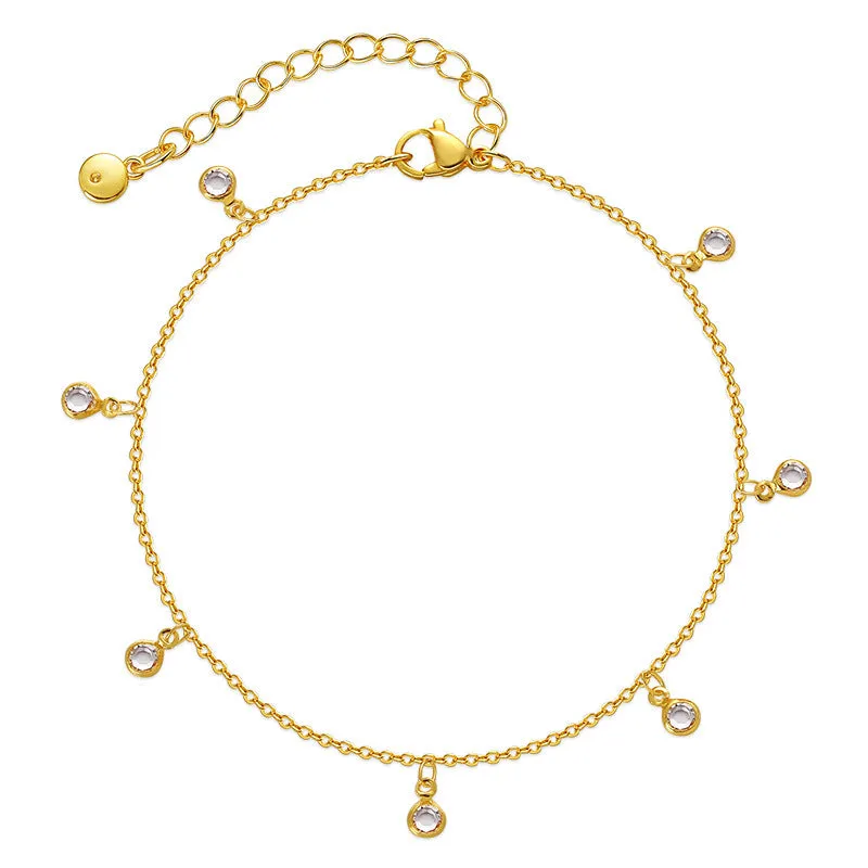 Fashion Green Zirconia Adjustable Ankle Strap Women's New Fashion Party Beach Ankle Chain
