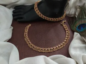 Festive Accessories ~ Antique Anklets with Kemp Stones and Golden Hangings
