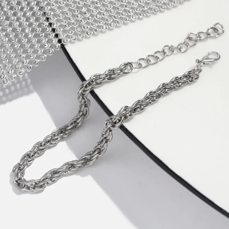Flatfoosie Stainless Steel Anklet Bracelet For Women New Fashion Silver Color Twist Chain Anklet Personality Jewelry Gifts