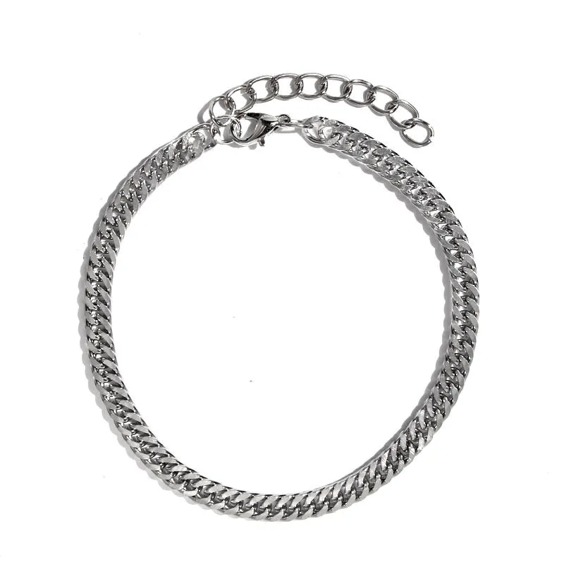 Flatfoosie Stainless Steel Anklet Bracelet For Women New Fashion Silver Color Twist Chain Anklet Personality Jewelry Gifts