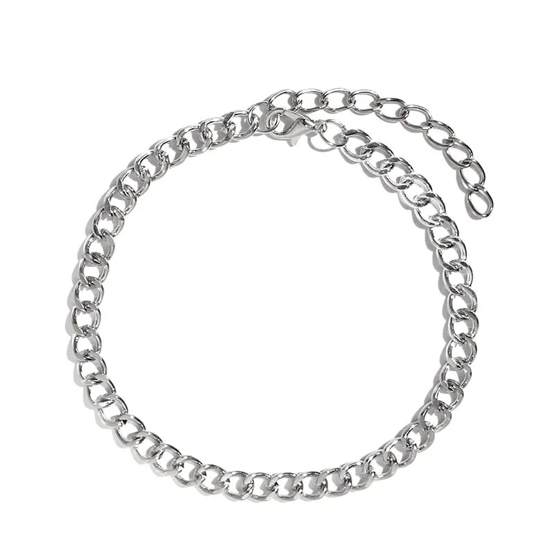 Flatfoosie Stainless Steel Anklet Bracelet For Women New Fashion Silver Color Twist Chain Anklet Personality Jewelry Gifts