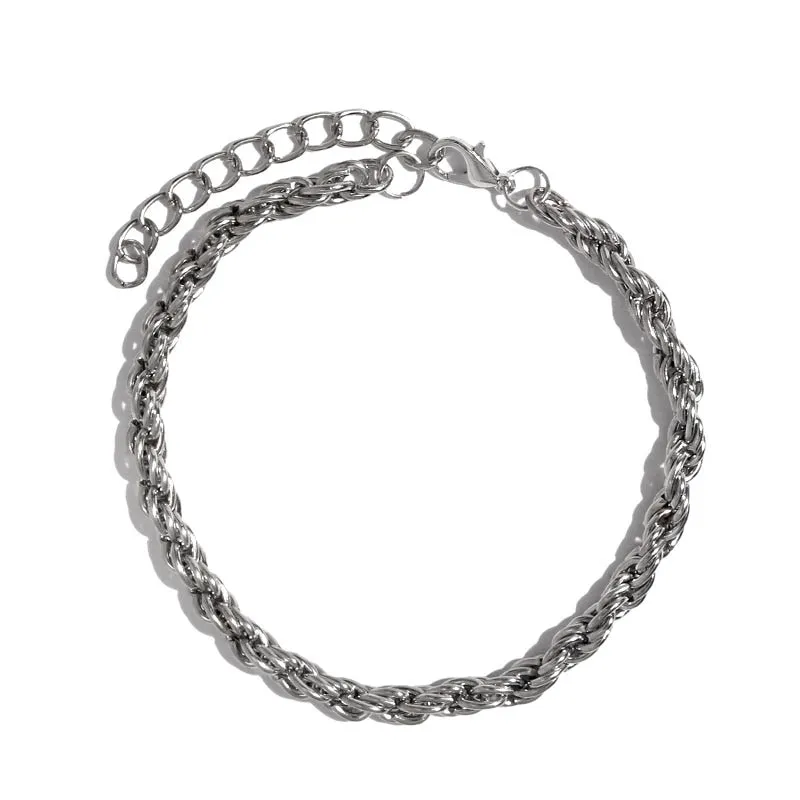 Flatfoosie Stainless Steel Anklet Bracelet For Women New Fashion Silver Color Twist Chain Anklet Personality Jewelry Gifts