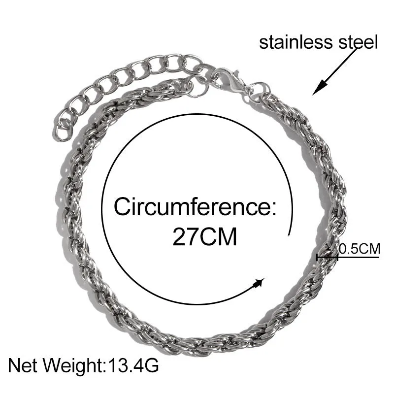 Flatfoosie Stainless Steel Anklet Bracelet For Women New Fashion Silver Color Twist Chain Anklet Personality Jewelry Gifts