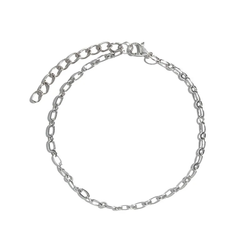 Flatfoosie Stainless Steel Anklet Bracelet For Women New Fashion Silver Color Twist Chain Anklet Personality Jewelry Gifts