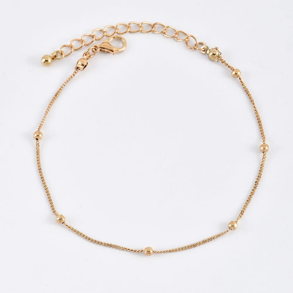 Golden Ladies Multilayer Circle Diamond Anklet