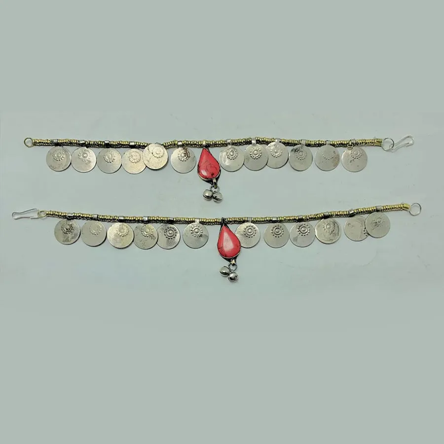 Kuchi Boho Beaded Chain Pair Anklets