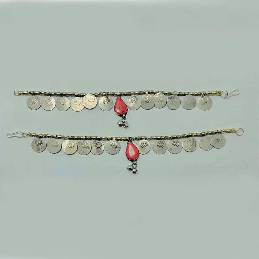 Kuchi Boho Beaded Chain Pair Anklets