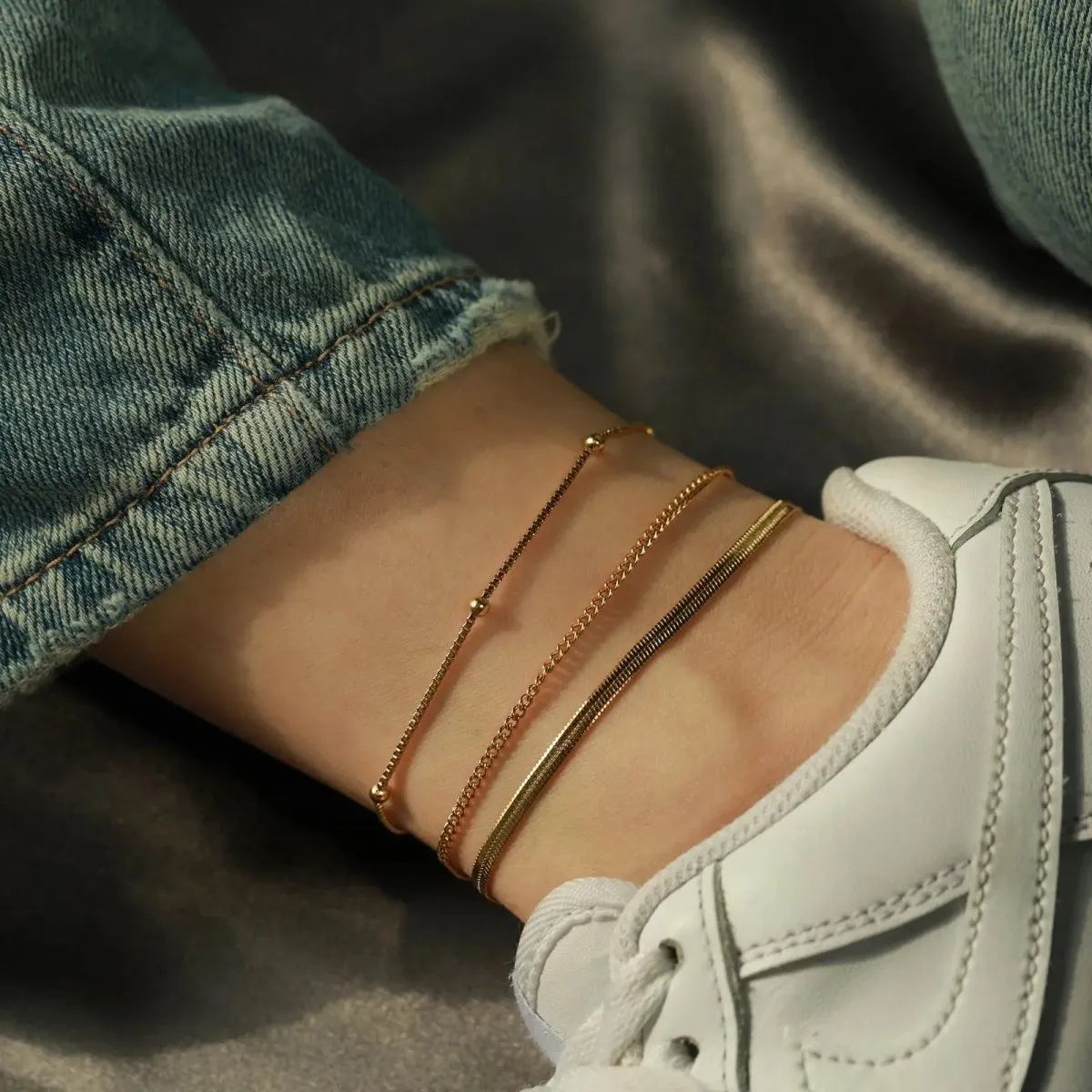 Kyerlyn Cuba Link Anklets Stack