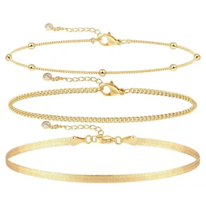 Kyerlyn Cuba Link Anklets Stack