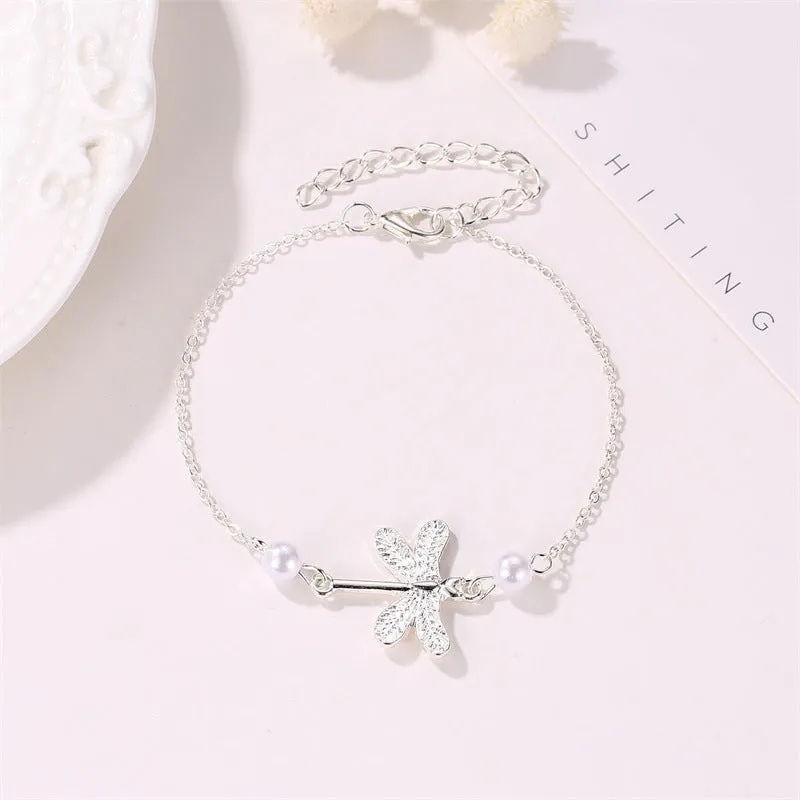 Ladies Dragonfly Pearl Anklet