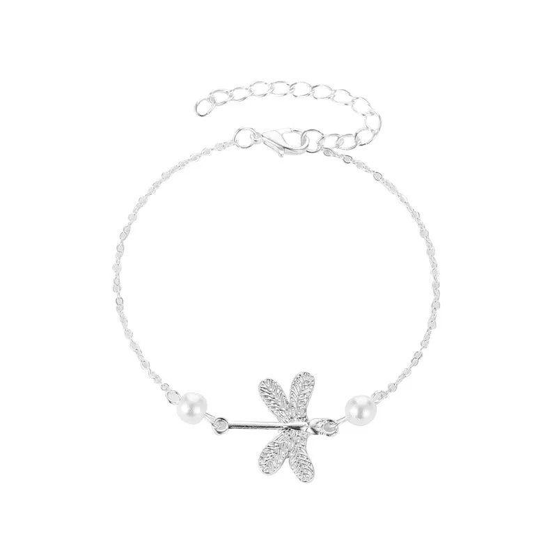 Ladies Dragonfly Pearl Anklet