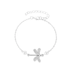 Ladies Dragonfly Pearl Anklet