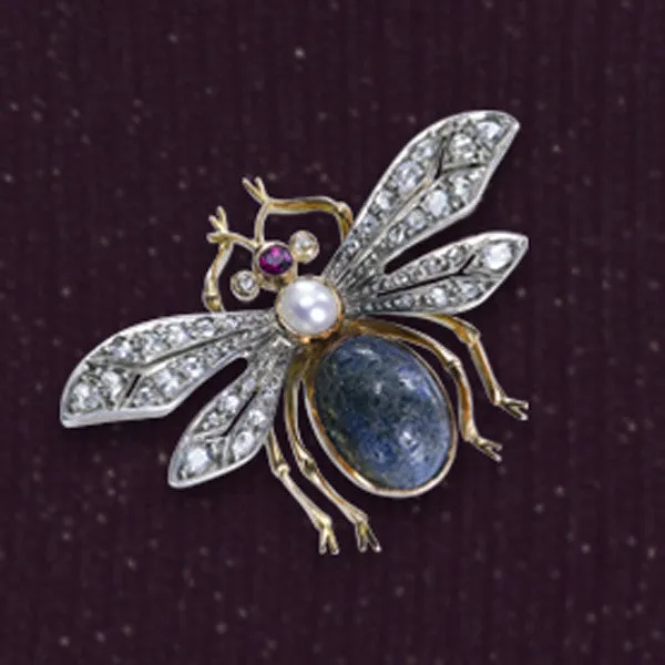 Lapis & Diamond Insect Pin