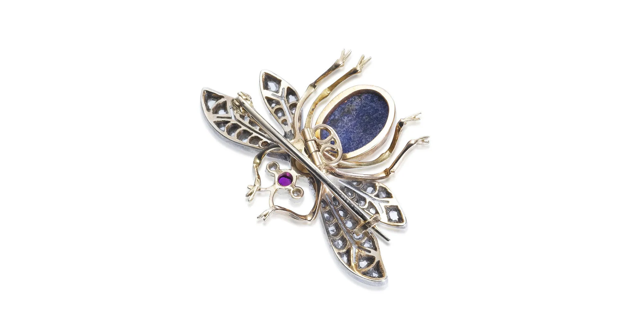 Lapis & Diamond Insect Pin