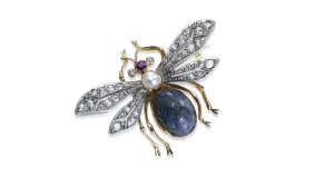 Lapis & Diamond Insect Pin