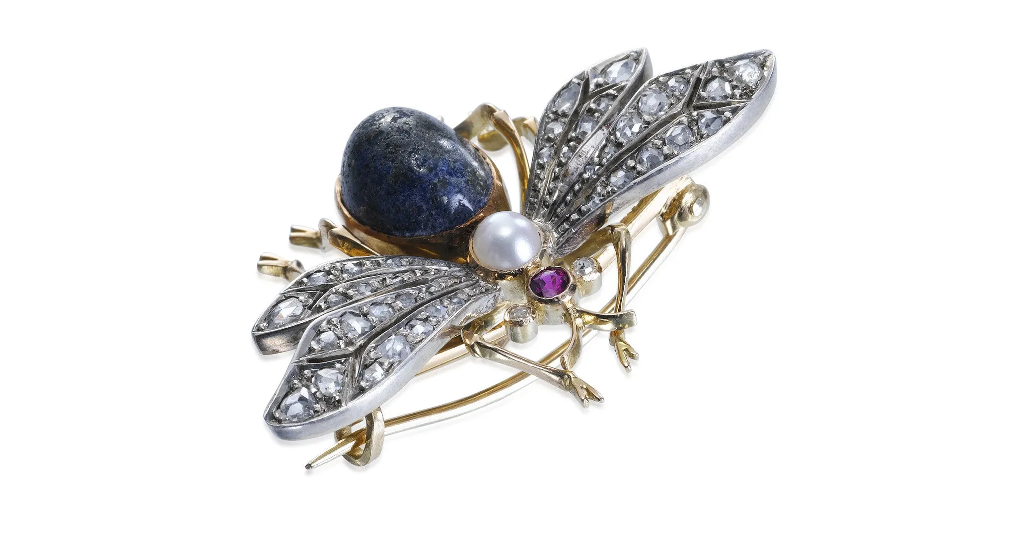 Lapis & Diamond Insect Pin