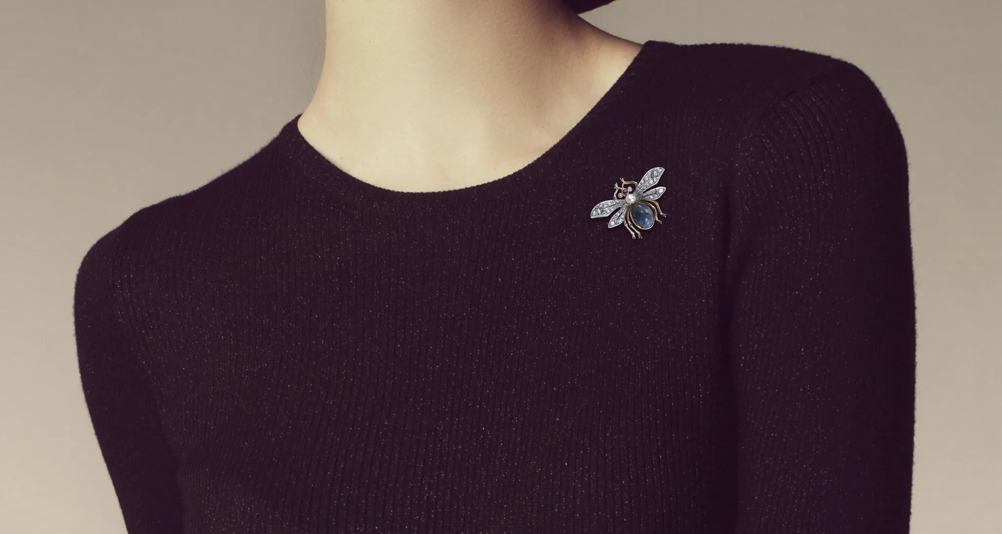 Lapis & Diamond Insect Pin