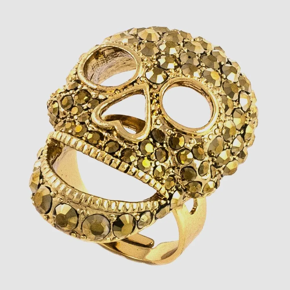 Large Crystal Skull Adjustable Ring