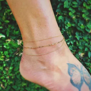 Layered Fleur Anklet • Gold