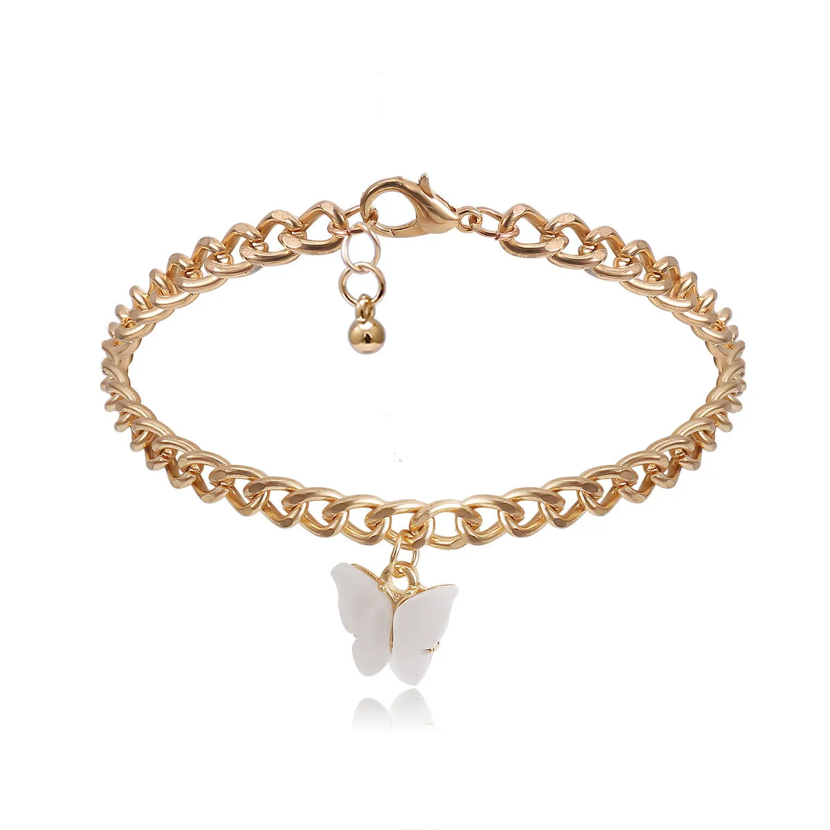 Letter Butterfly Anklet With Diamond Chain