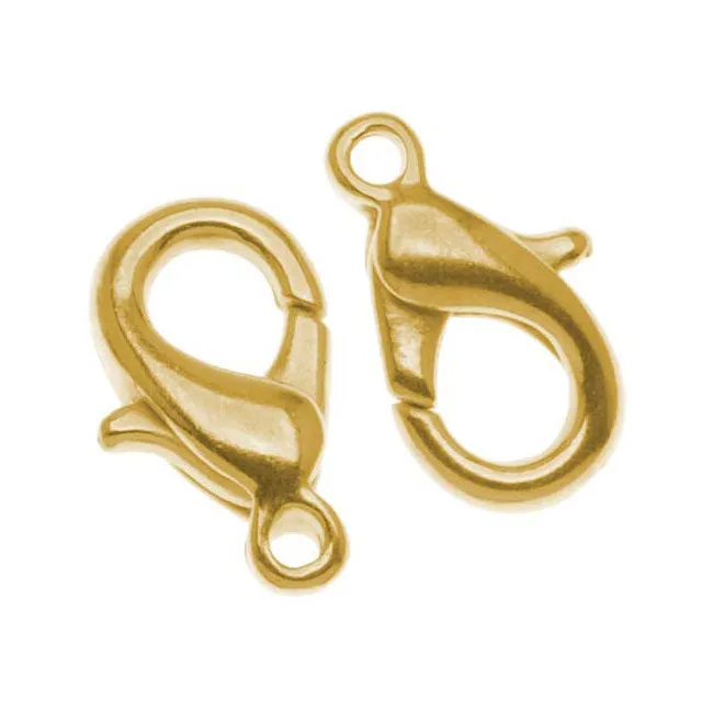 Lobster Clasps, Curve 12mm, Gold Plated (10 Pieces)