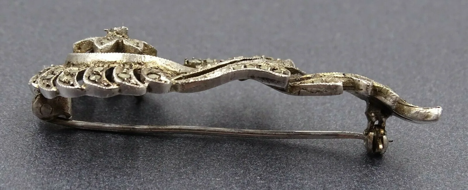 Marcasite Floral Sterling Silver Brooch