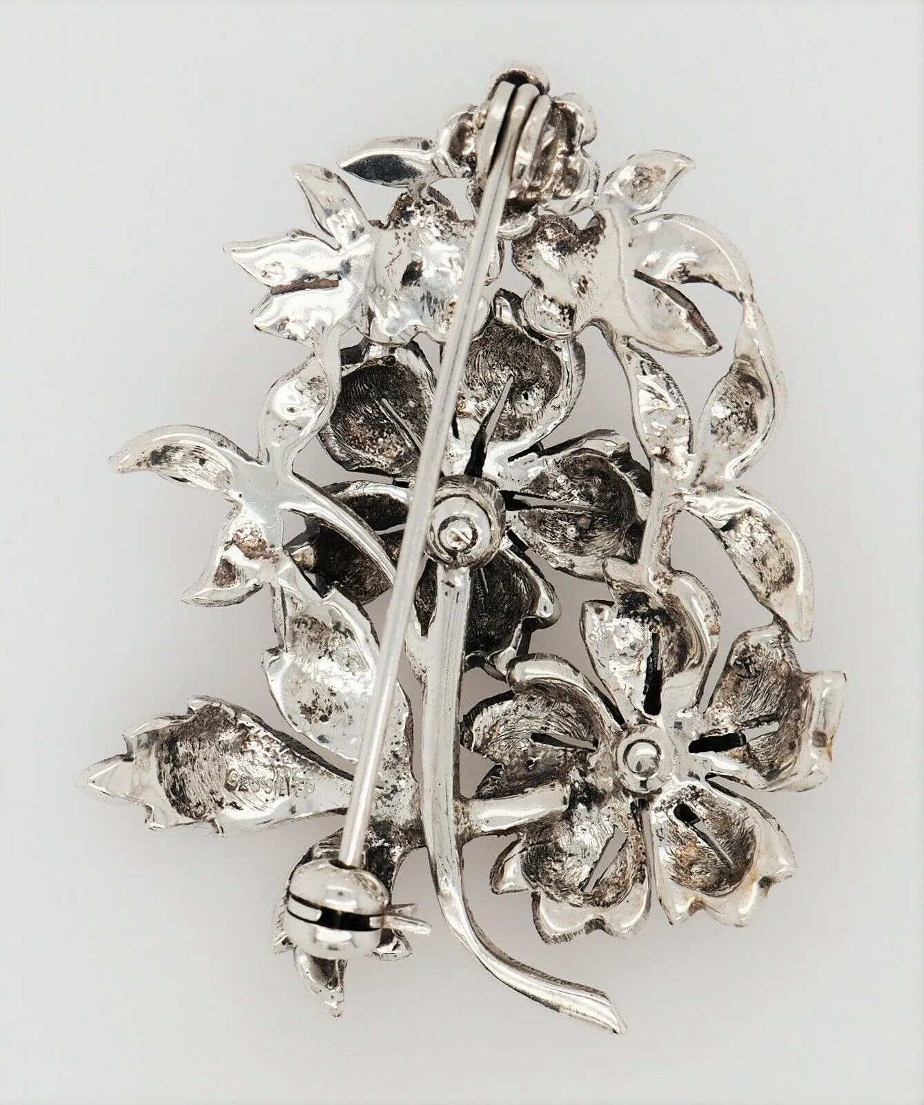 Marcasite Sterling Silver Floral Brooch