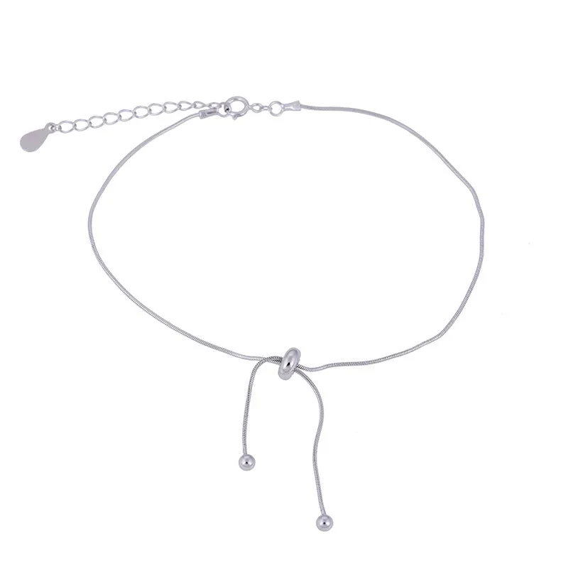 Adjustable Minimalist Forest-Inspired Tassel Anklet with Wild Snake Bone Chain