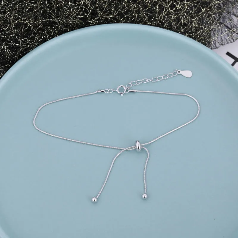 Adjustable Minimalist Forest-Inspired Tassel Anklet with Wild Snake Bone Chain
