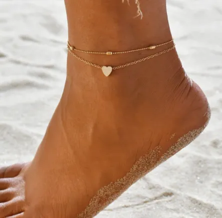 Minimalist Metal Texture Chain Leaf  3 Set Anklet